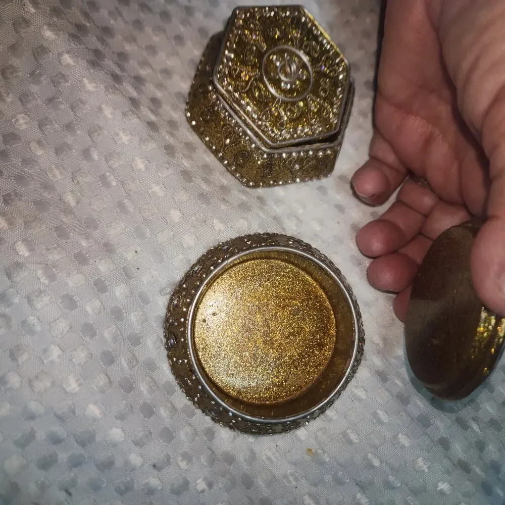 PIER ONE SET OF 2 JEWELED HEXAGON TRINKET BOXES